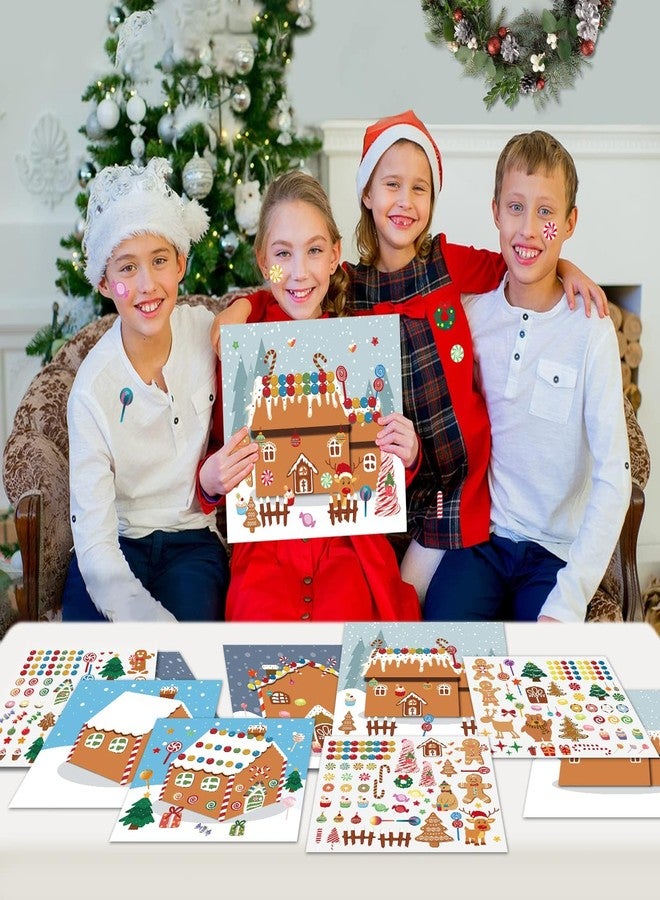 VABAMNA Christmas Party Favor for Kids - 30 Sheets Make a Gingerbread House DIY Craft Stickers Scenes for Xmas Holiday Activity Party Game Supplies, 15 Sets - Image 5